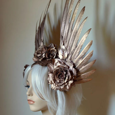 Rose Gold Wings & Roses Headdress - Serpentfeathers