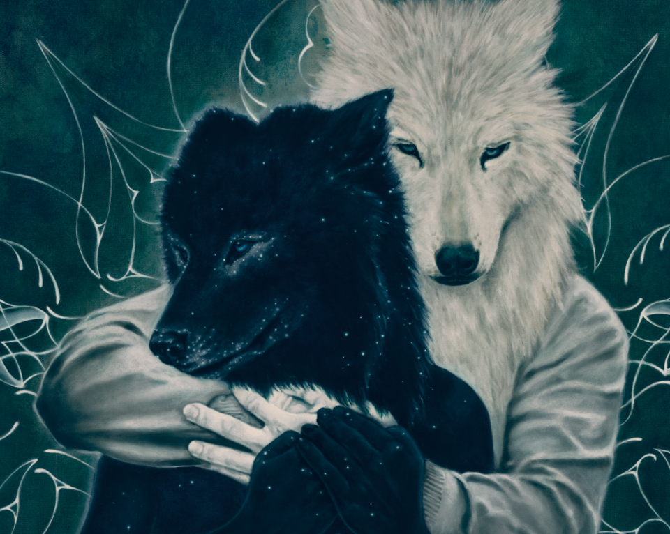 Two Wolves : Alpha & Omega - Original oil painting on canvas - 30 x 40 ...